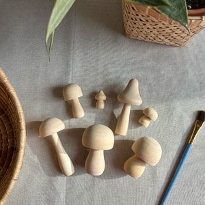 Wooden Large Mushroom Figures | Montessori Toy | Wood Craft